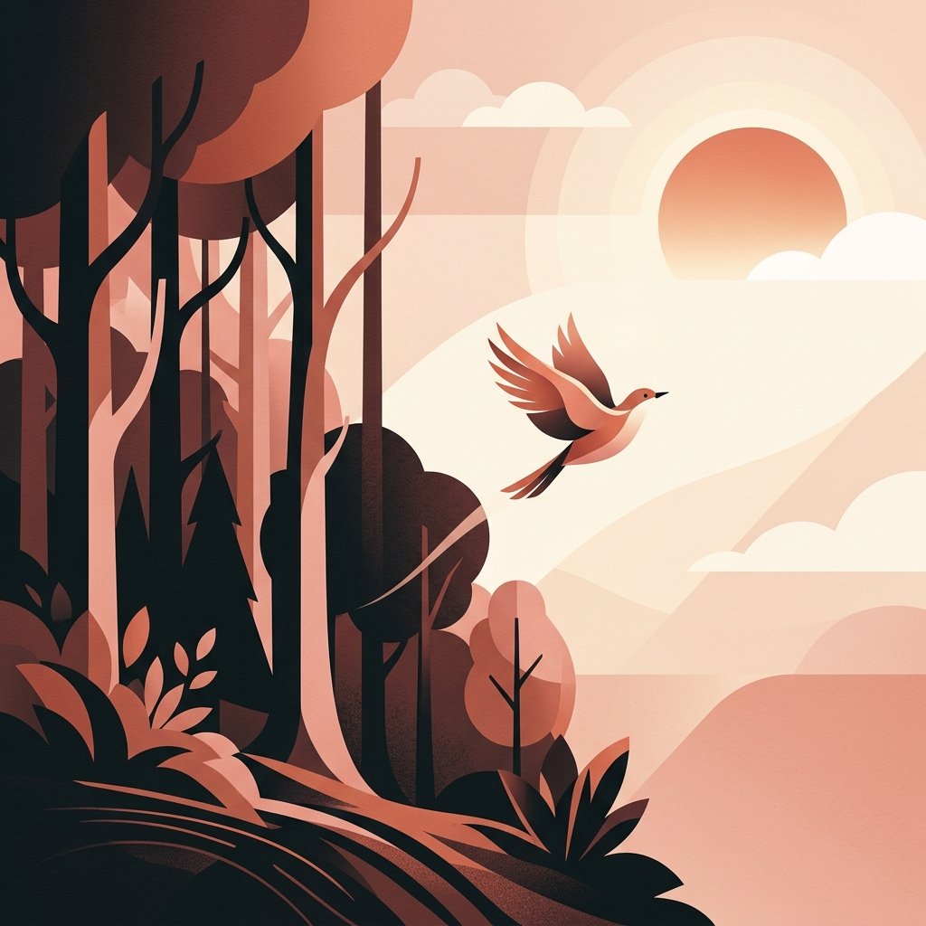 Grief and Transitions Support illustration representing bird flight and resilience